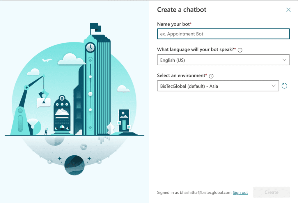 Making the first chatbot - Create a Chatbot